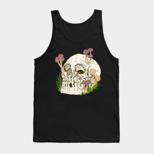 Skull with mushrooms and worm - Aestethic Goblincore Tank Top